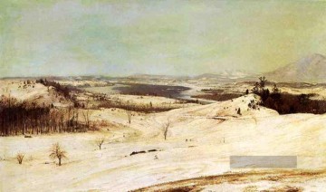  Schnee Malerei - Ansicht von Olana im Schnee Landschaft Hudson Fluss Frederic Edwin Church